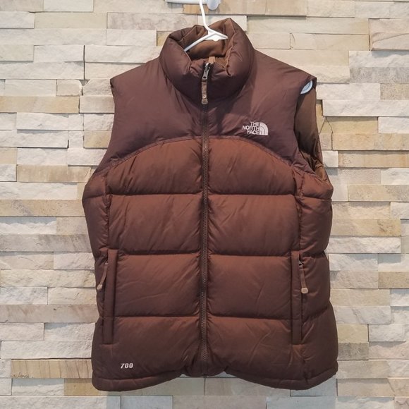 North Face Womens Large Brown Vintage 96 Retro Nuptse Puffer Vest Puff Jacket L